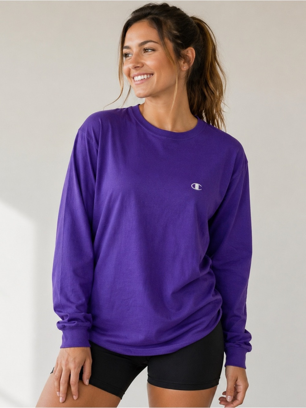 💜 Champion Long Sleeve Tee – Classic + Cozy 💜